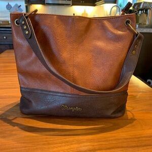Wrangler two-tone brown shoulder bag, hobo, handbag, shoulder, Vegan, EUC
